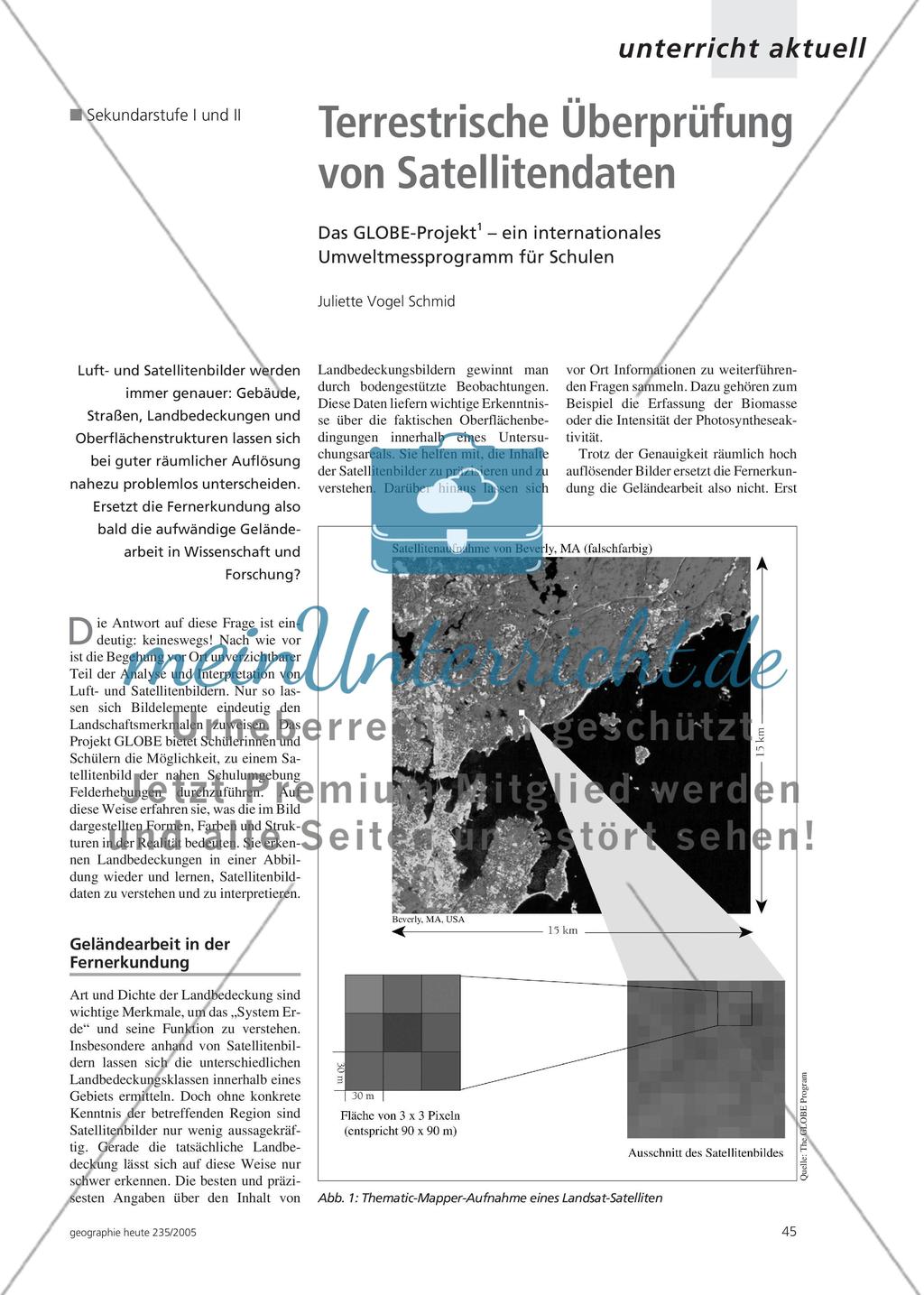 Terrestrische Überprüfung von Satellitendaten - Das GLOBE-Projekt – ein internationales Umweltmessprogramm für Schulen Preview 1