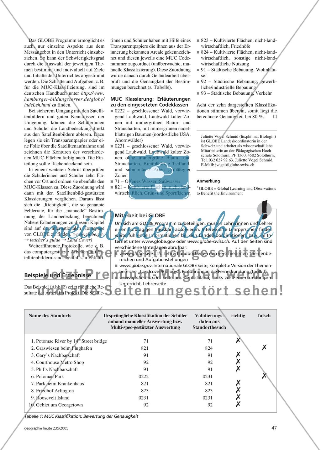 Terrestrische Überprüfung von Satellitendaten - Das GLOBE-Projekt – ein internationales Umweltmessprogramm für Schulen Preview 3