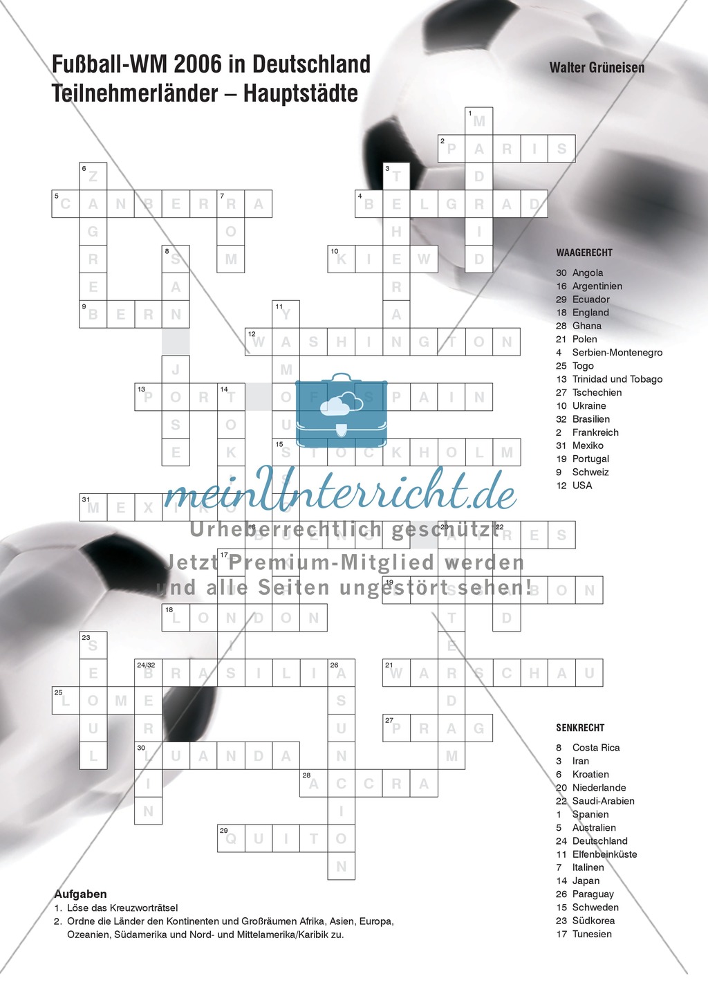 Materialien zum Thema "Tourismus": Arbeitsblätter, Kreuzworträtsel