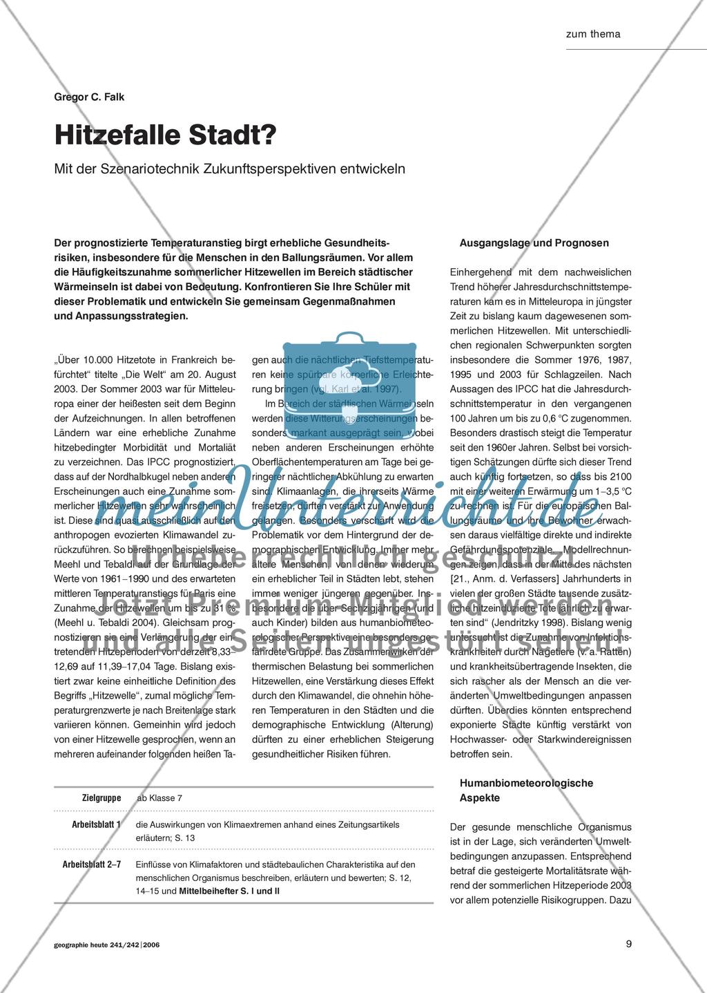Hitzefalle Stadt? - Mit der Szenariotechnik Zukunftsperspektiven entwickeln Preview 1