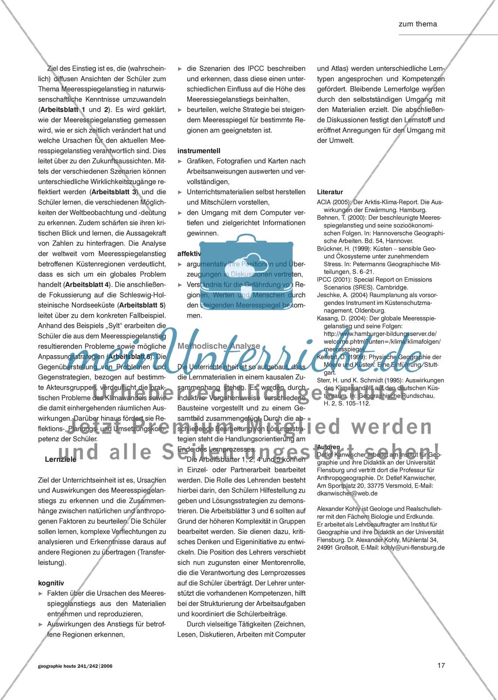Land unter in Schleswig-Holstein? - Eine Unterrichtsanregung zu Klimawandel und Meeresspiegelanstieg Preview 2