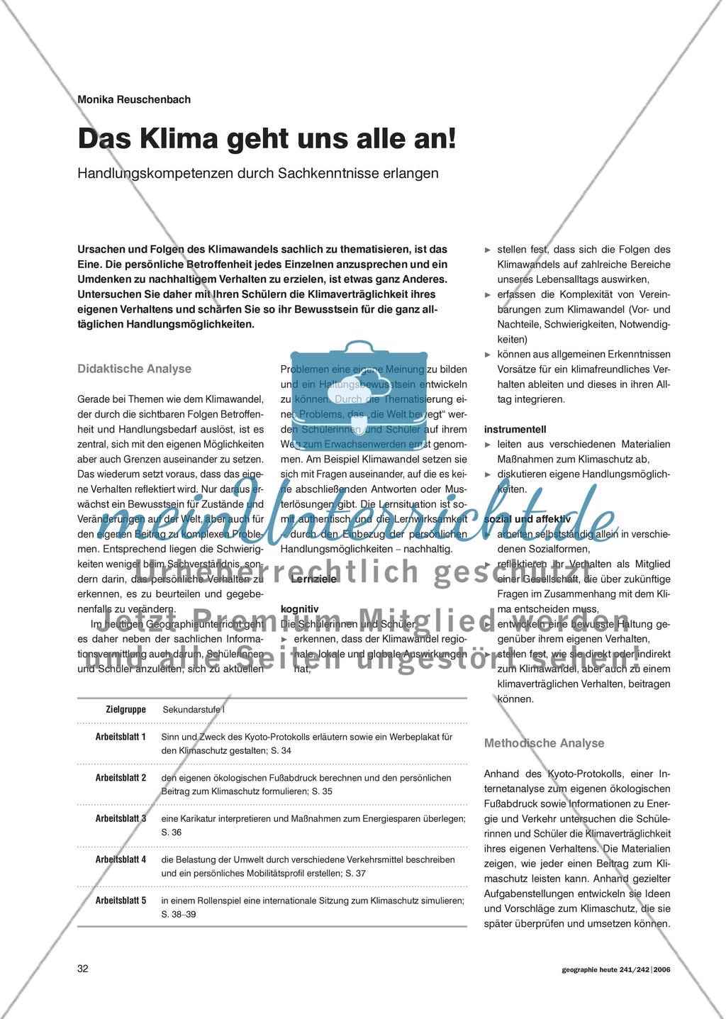 Das Klima geht uns alle an! - Handlungskompetenzen durch Sachkenntnisse erlangen Preview 1