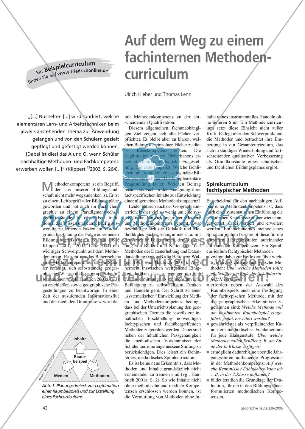 Auf dem Weg zu einem fachinternen Methodencurriculum Preview 1