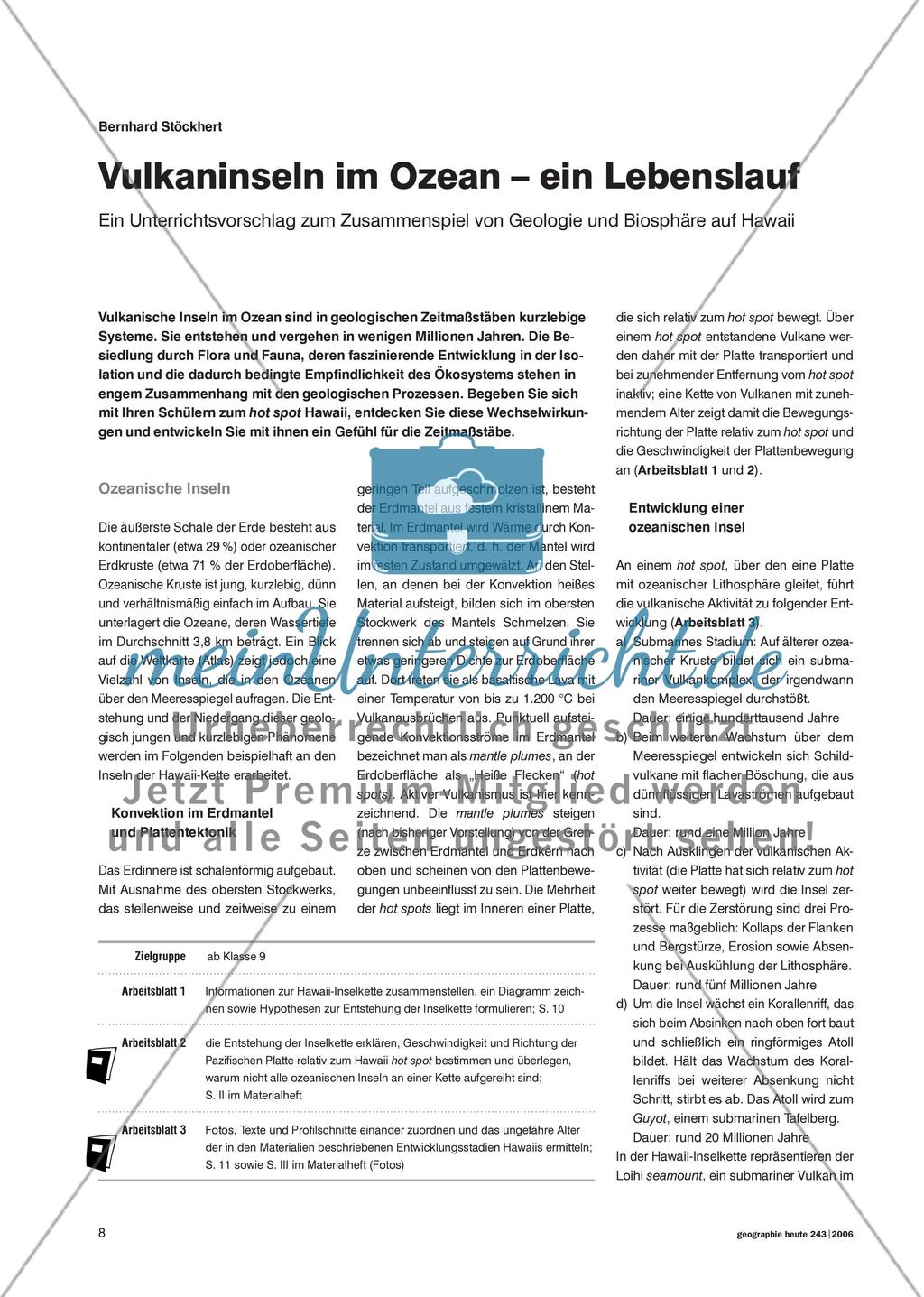 Vulkaninseln im Ozean – ein Lebenslauf - Ein Unterrichtsvorschlag zum Zusammenspiel von Geologie und Biosphäre auf Hawaii Preview 1