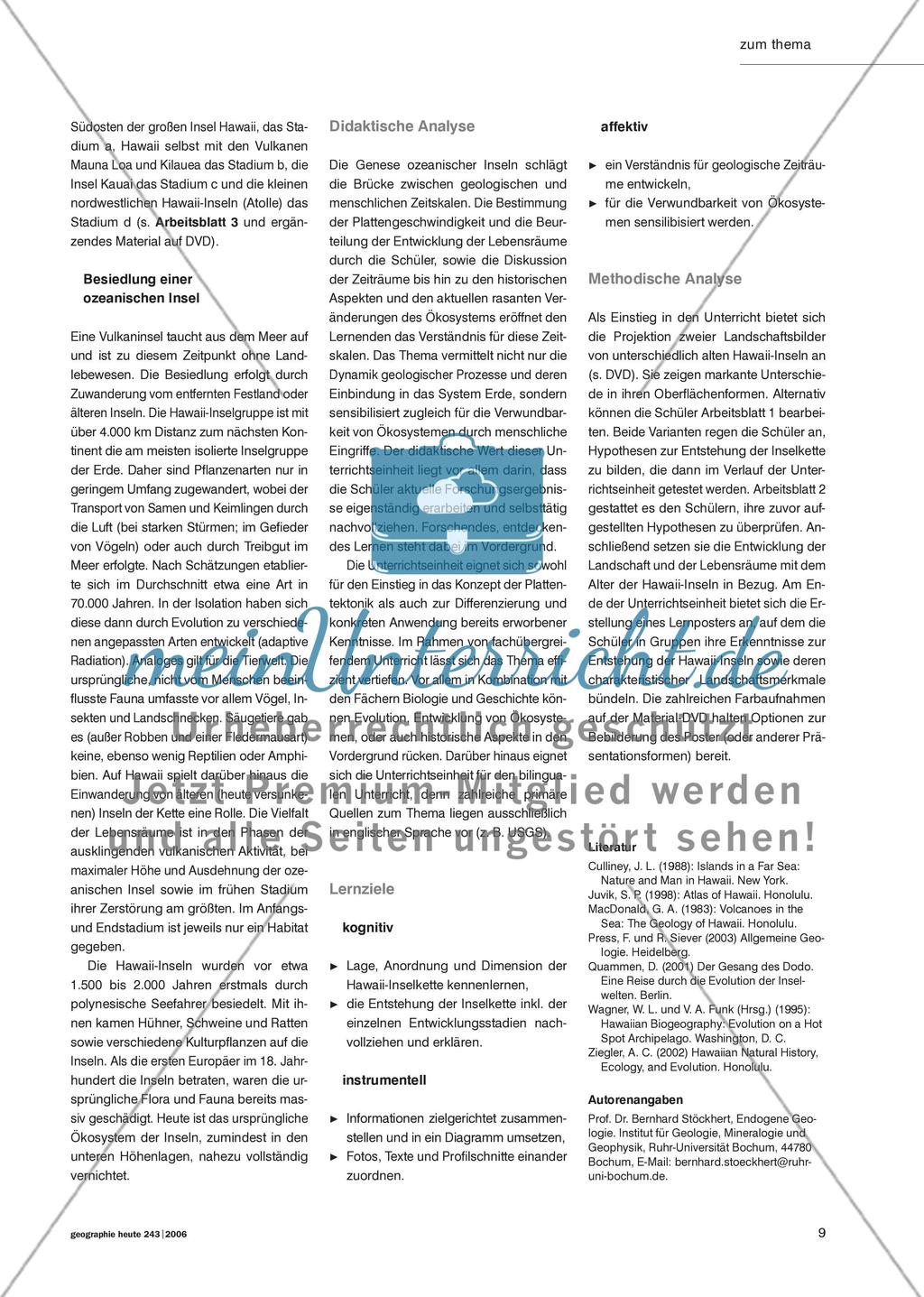 Vulkaninseln im Ozean – ein Lebenslauf - Ein Unterrichtsvorschlag zum Zusammenspiel von Geologie und Biosphäre auf Hawaii Preview 2