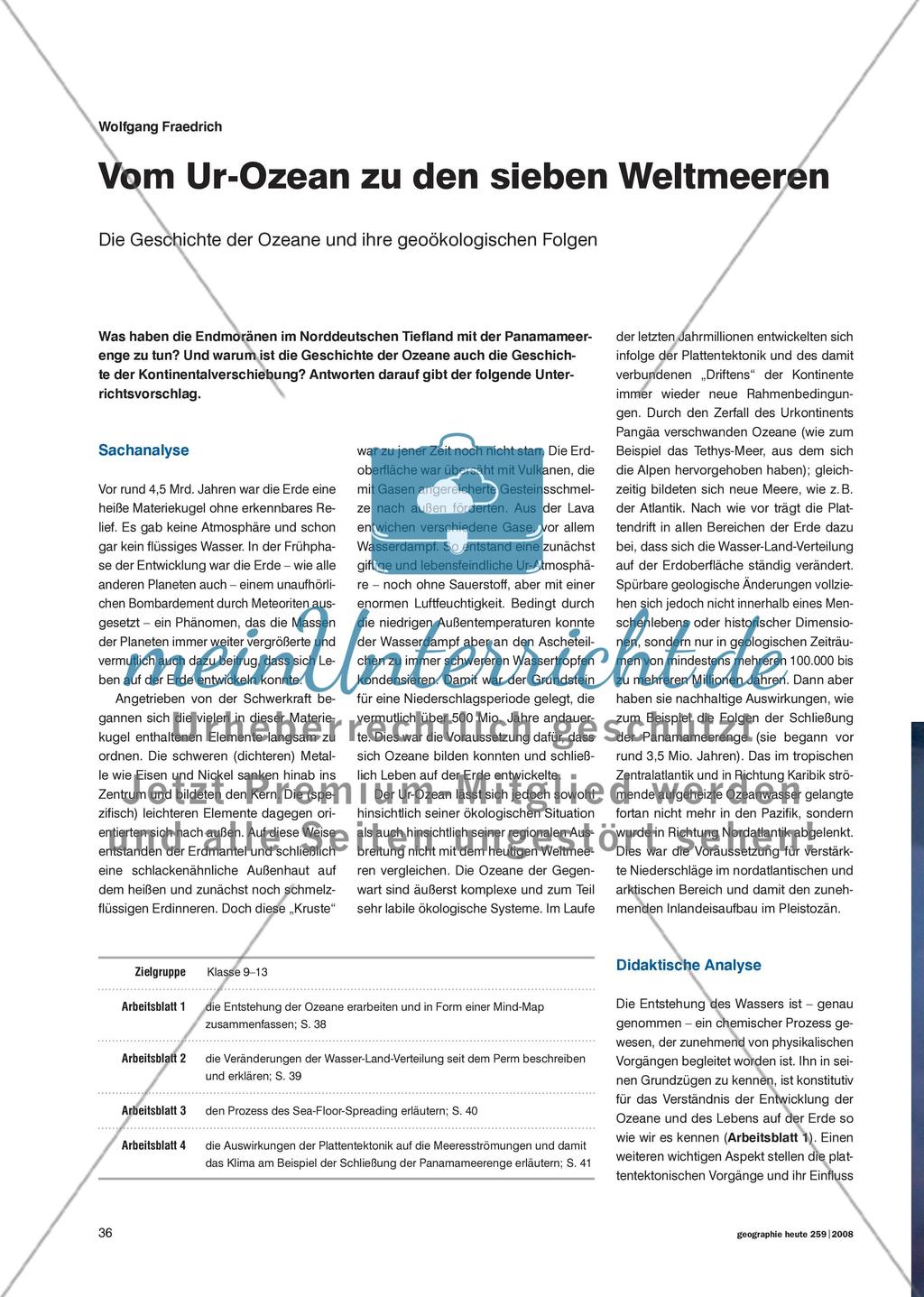 Vom Ur-Ozean zu den sieben Weltmeeren - Die Geschichte der Ozeane und ihre geoökologischen Folgen Preview 1