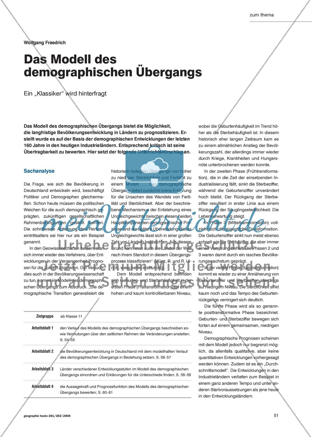 Das Modell des demographischen Übergang - Ein