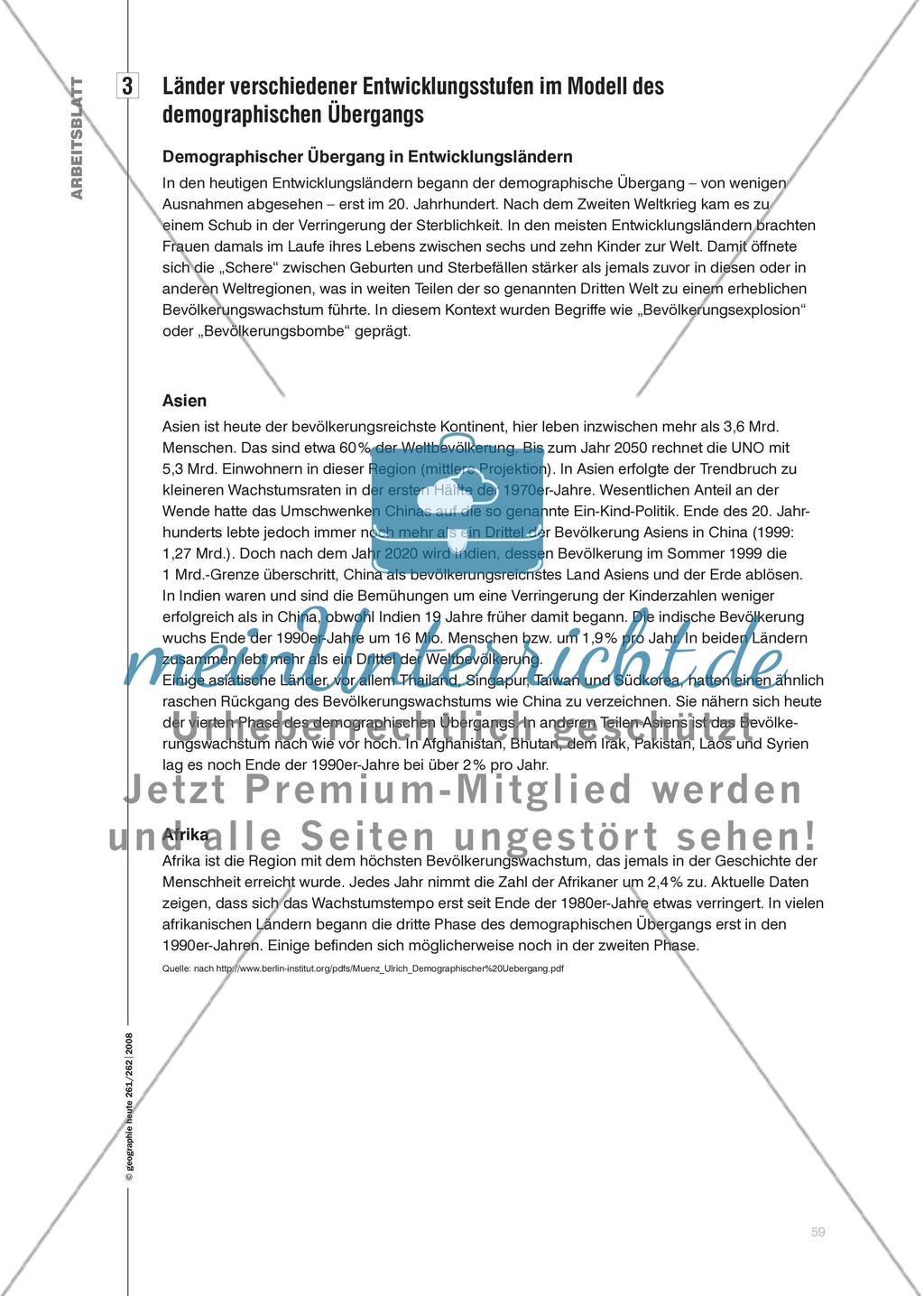 Das Modell des demographischen Übergang - Ein