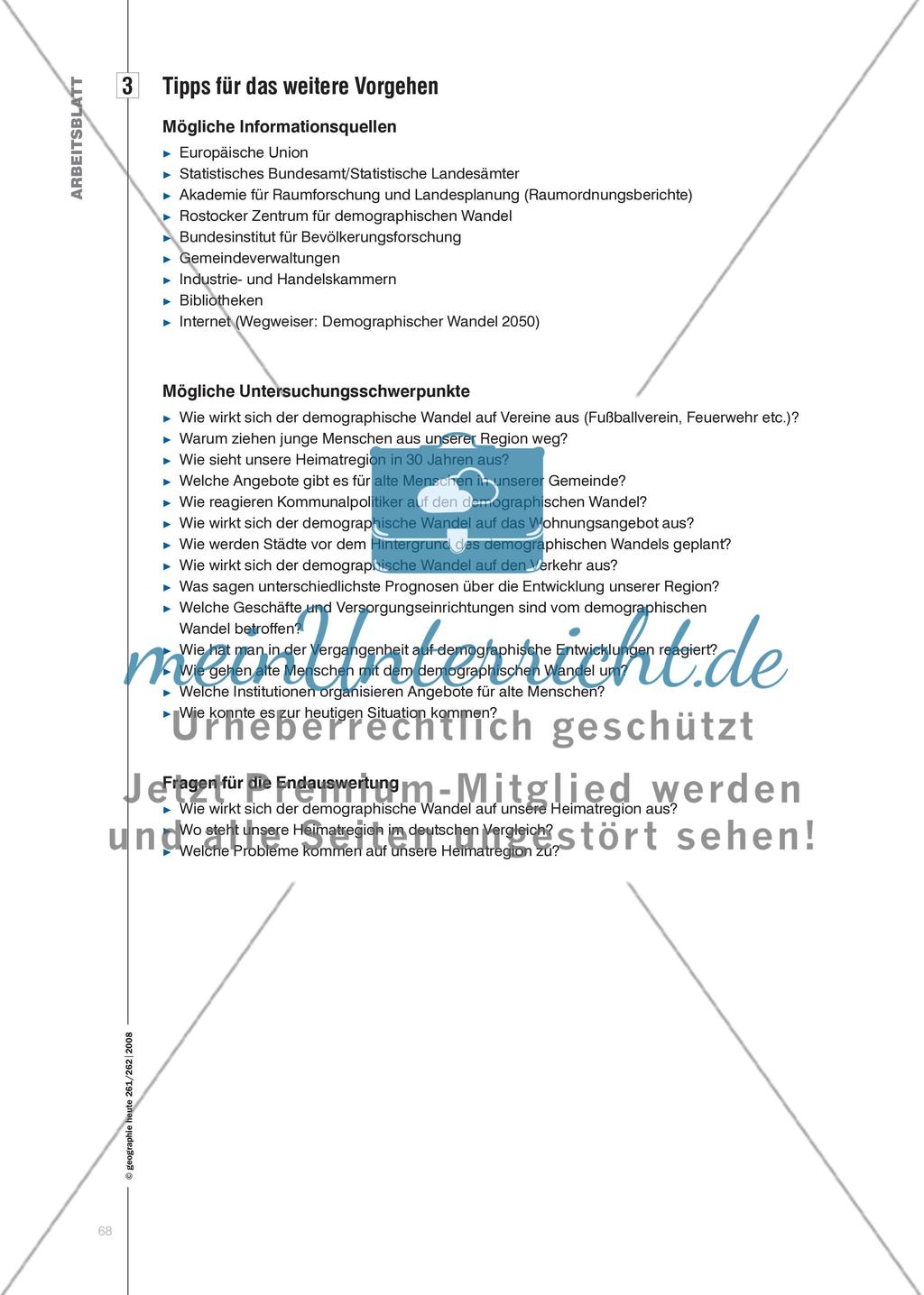 Demographie vor der Haustür - Leitfadengestützter Projektunterricht zur Darstellung regionaler demographischer Tendenzen Preview 7