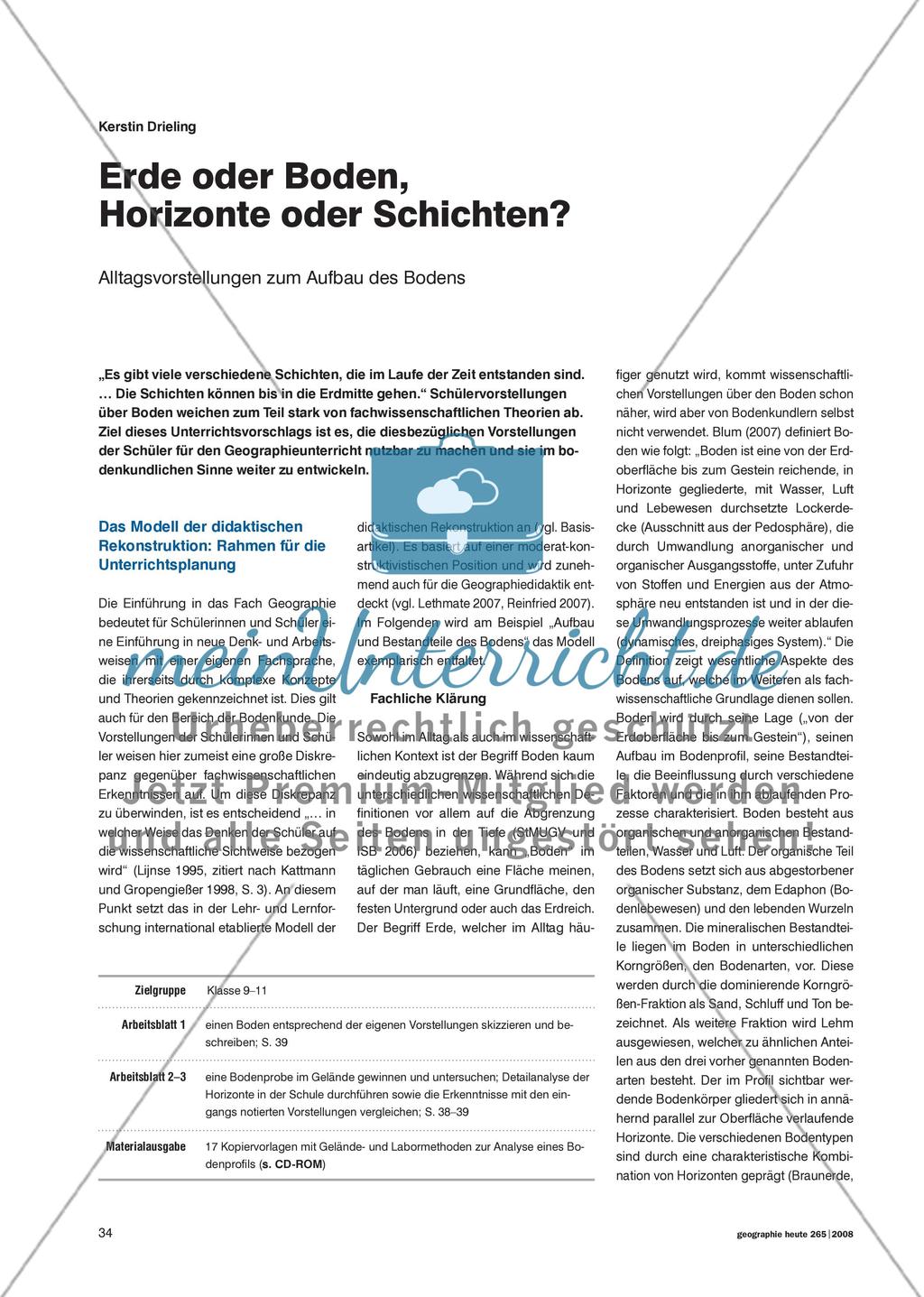 Erde oder Boden, Horizonte oder Schichten? - Alltagsvorstellungen zum Aufbau des Bodens Preview 1