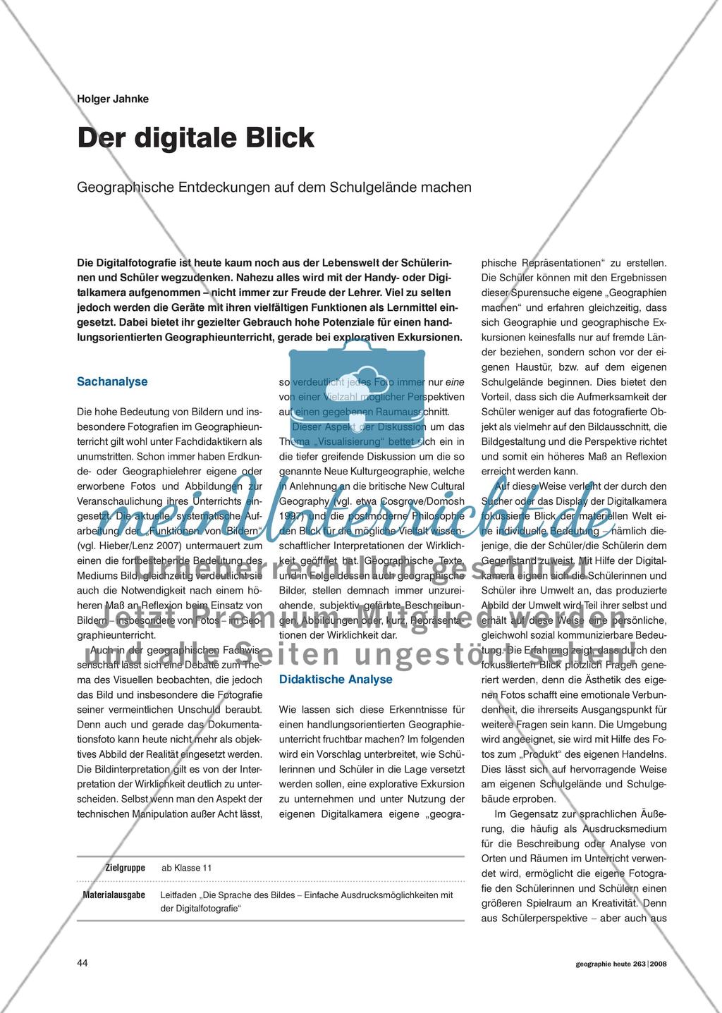 Der digitale Blick - Geographische Entdeckungen auf dem Schulgelände machen Preview 1