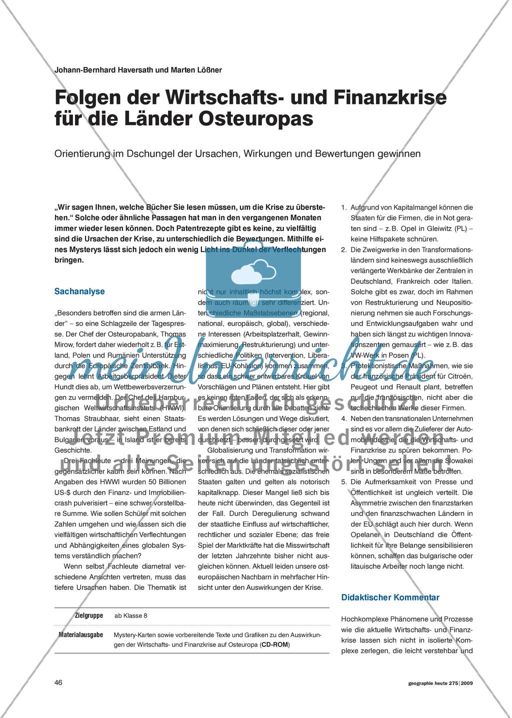 Folgen der Wirtschafts- und Finanzkrise für die Länder Osteuropas - Orientierung im Dschungel der Ursachen, Wirkungen und Bewertungen gewinnen Preview 1