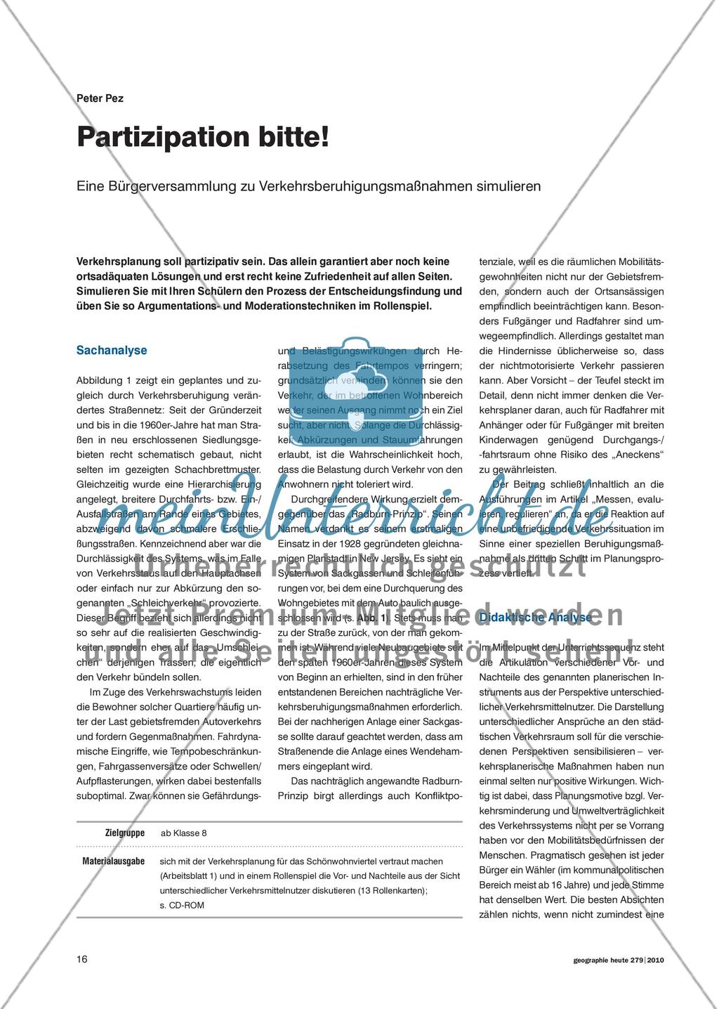 Partizipation bitte! - Eine Bürgerversammlung zu Verkehrsberuhigungsmaßnahmen simulieren Preview 1