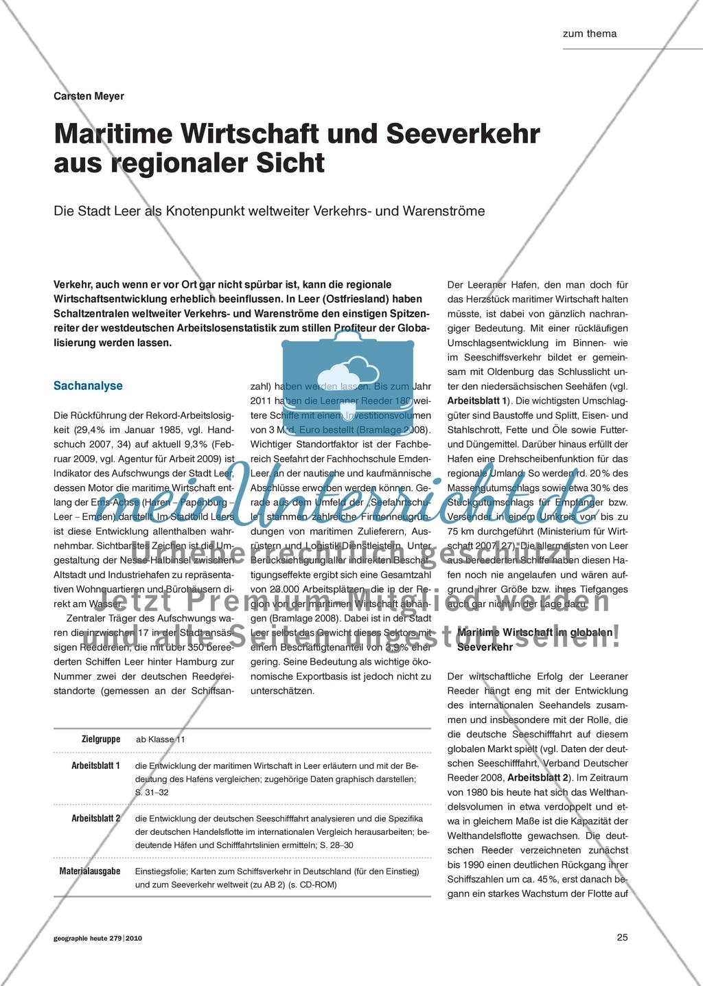Maritime Wirtschaft und Seeverkehr aus regionaler Sicht - Leer als Knotenpunkt weltweiter Verkehrs- und Warenströme Preview 1