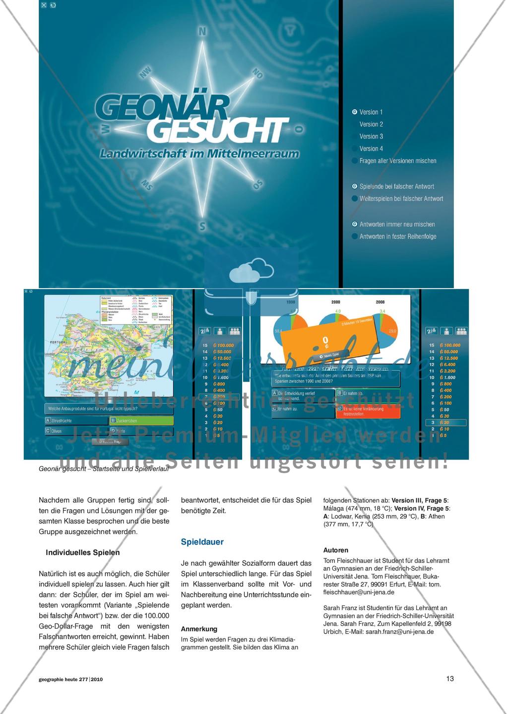 Geonär gesucht - Ein geographisches Übungsspiel zur landwirtschaftlichen Nutzung im Mittelmeerraum Preview 2