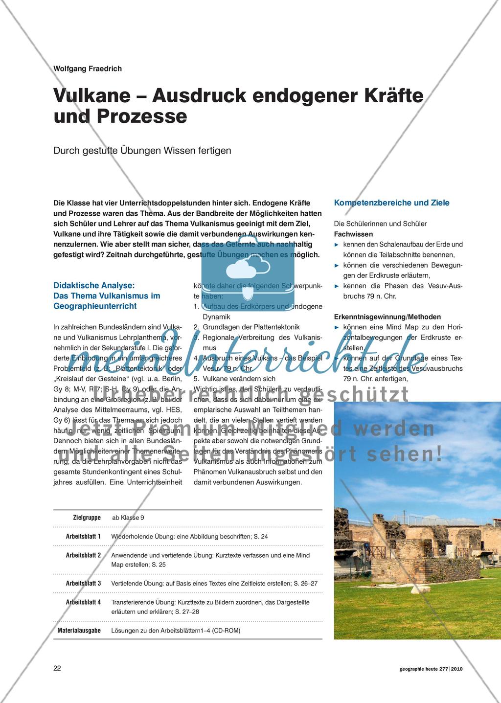 Vulkane – Ausdruck endogener Kräfte und Prozesse - Durch gestufte Übungen Wissen fertigen Preview 1