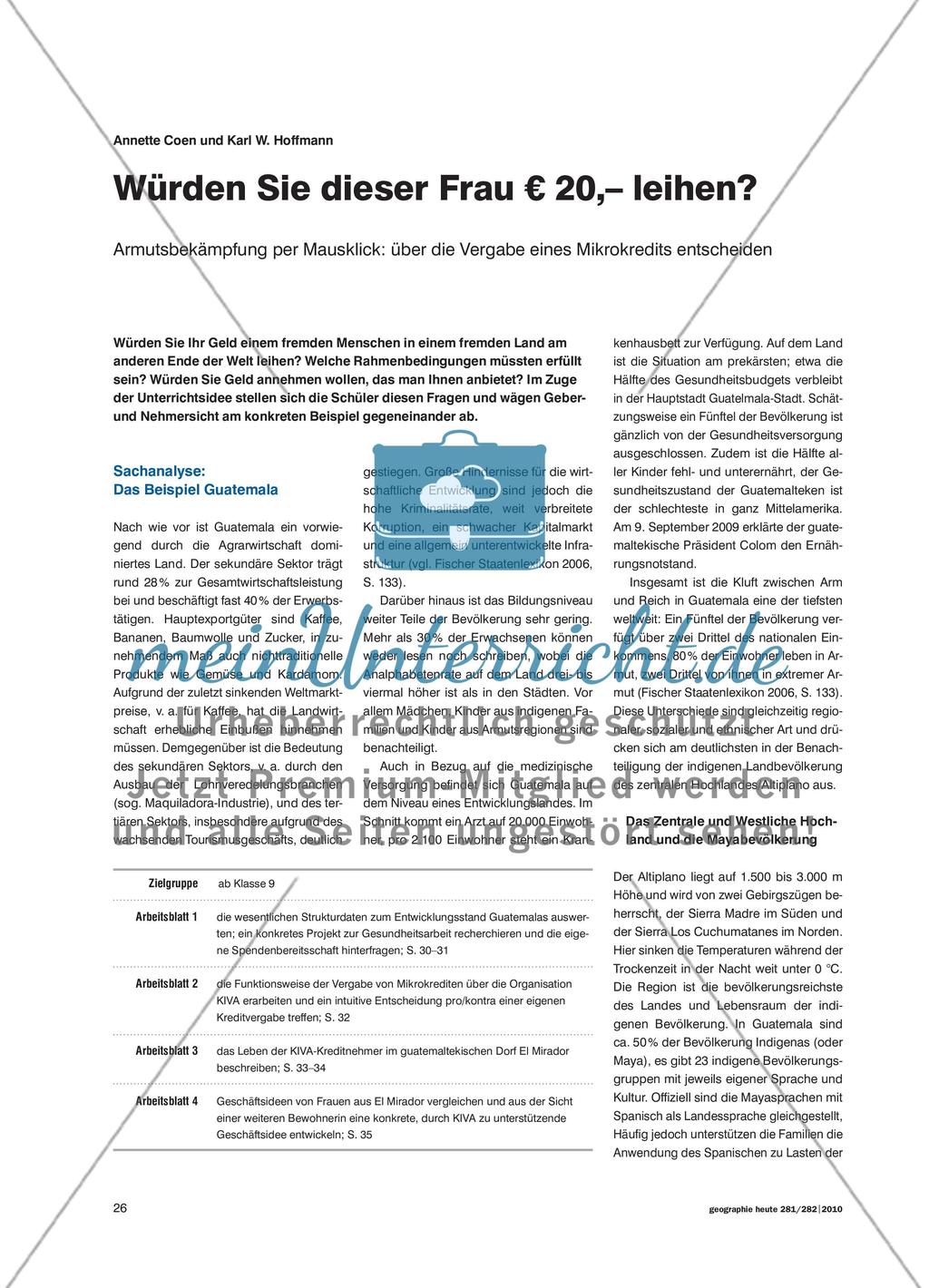 Würden Sie dieser Frau € 20,– leihen? - Armutsbekämpfung per Mausklick: über die Vergabe eines Mikrokredits entscheiden Preview 1