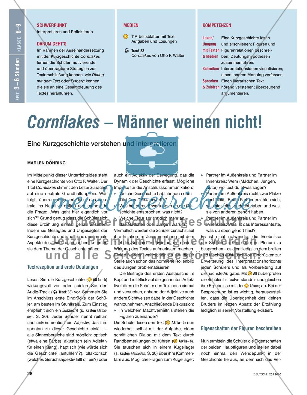 Cornflakes – Männer weinen nicht! - Eine Kurzgeschichte verstehen und interpretieren Preview 1
