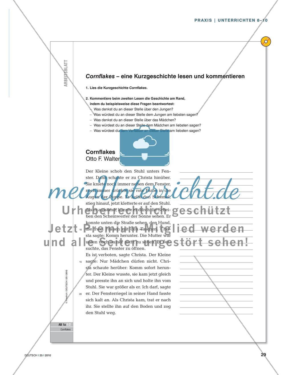 Cornflakes – Männer weinen nicht! - Eine Kurzgeschichte verstehen und interpretieren Preview 2