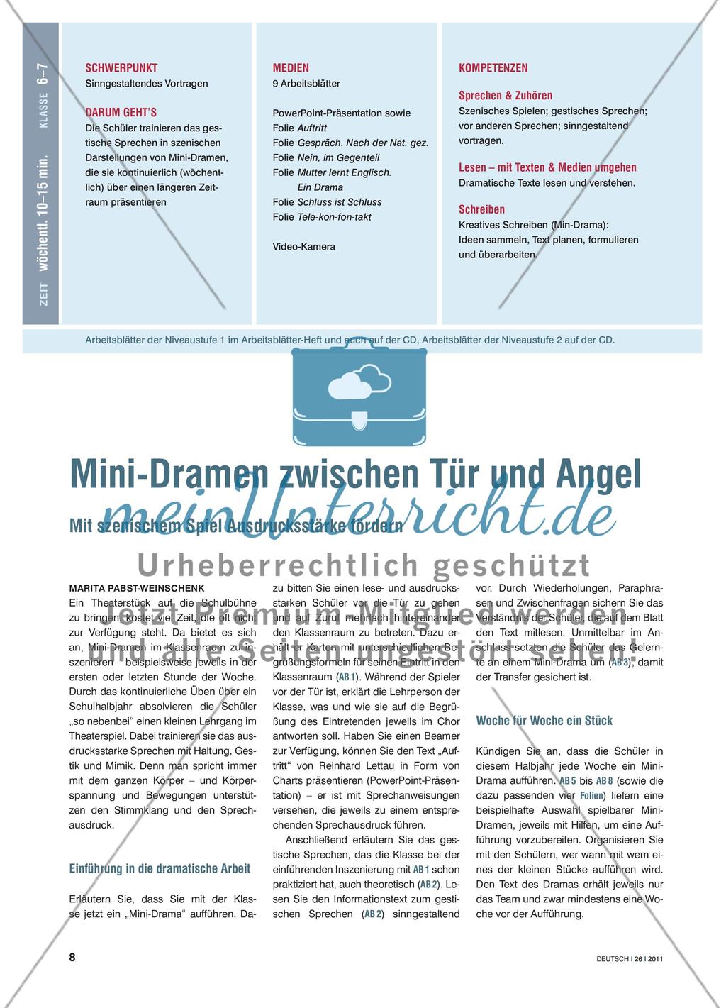Mini-Dramen zwischen Tür und Angel - Mit szenischem Spiel Ausdrucksstärke fördern Preview 1