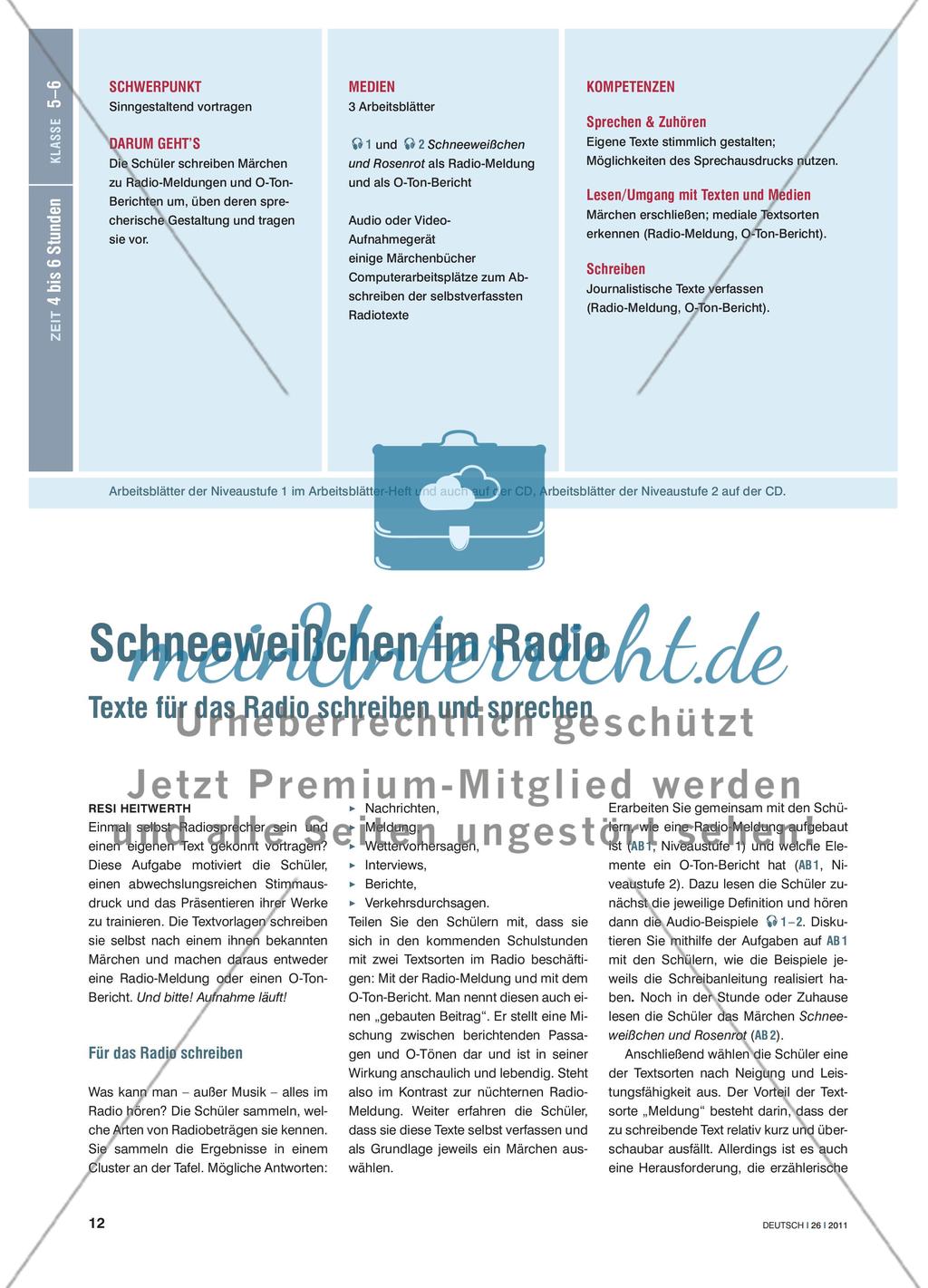 Schneeweißchen im Radio - Texte für das Radio schreiben und sprechen Preview 1