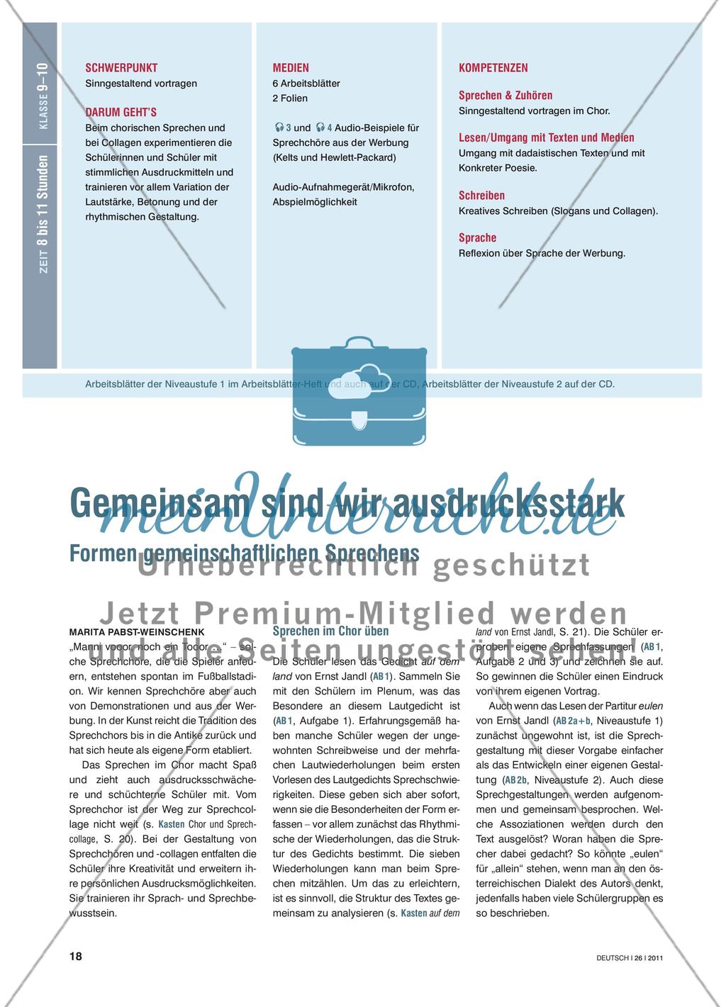 Gemeinsam sind wir ausdrucksstark - Formen gemeinschaftlichen Sprechens Preview 1