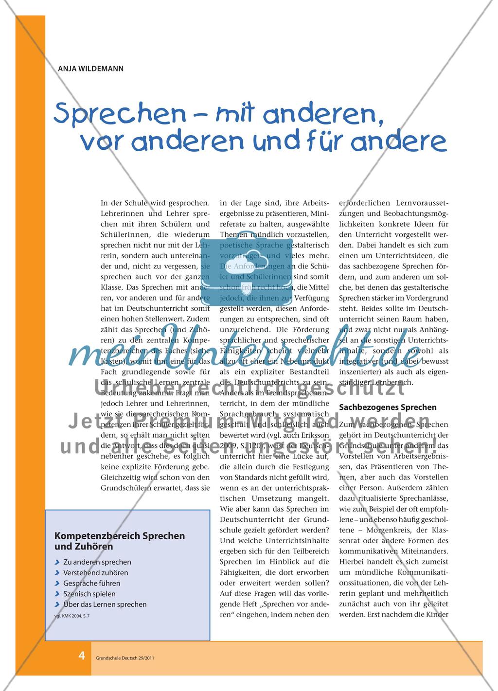 Kompetenzbereich Sprechen und Zuhören Preview 1