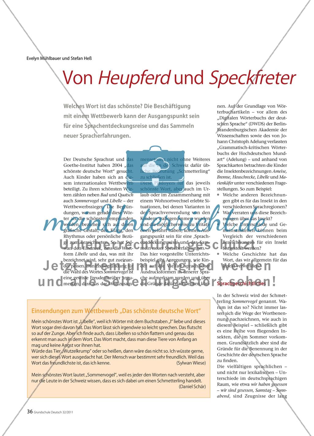 Von Heupferd, Speckfreter und anderen Wortgeschichten Preview 1
