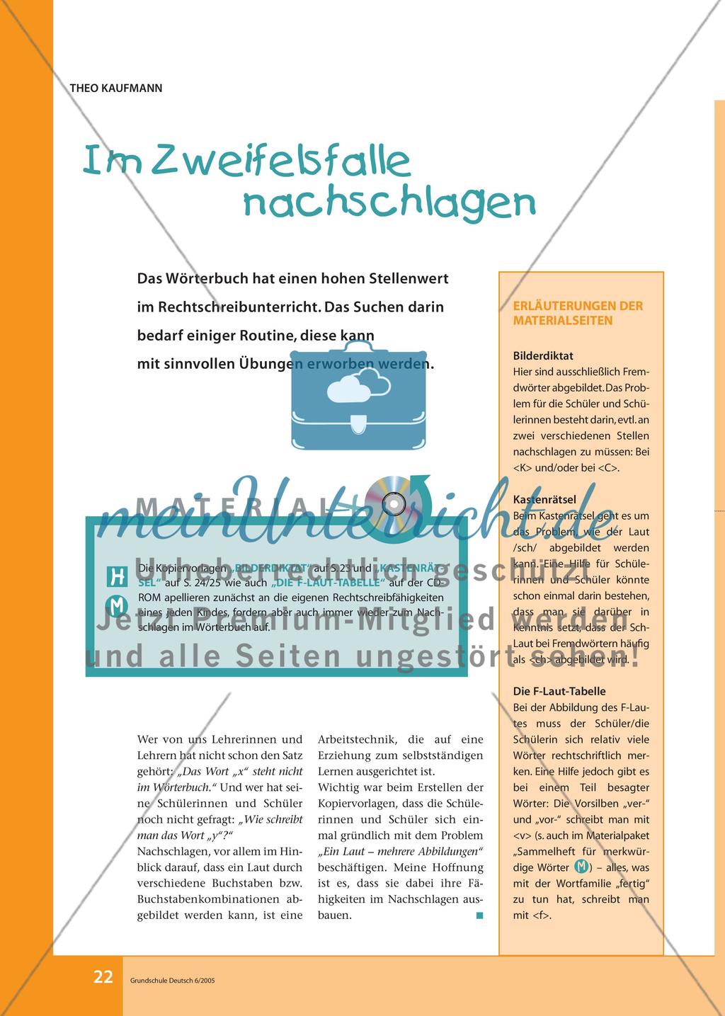 Übungen zum Nachschlagen im Wörterbuch Preview 1