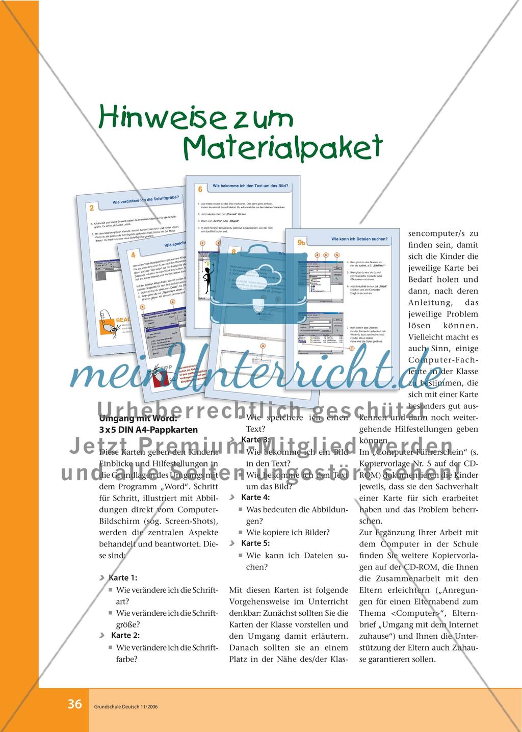 Hinweise zum Materialpaket Preview 1