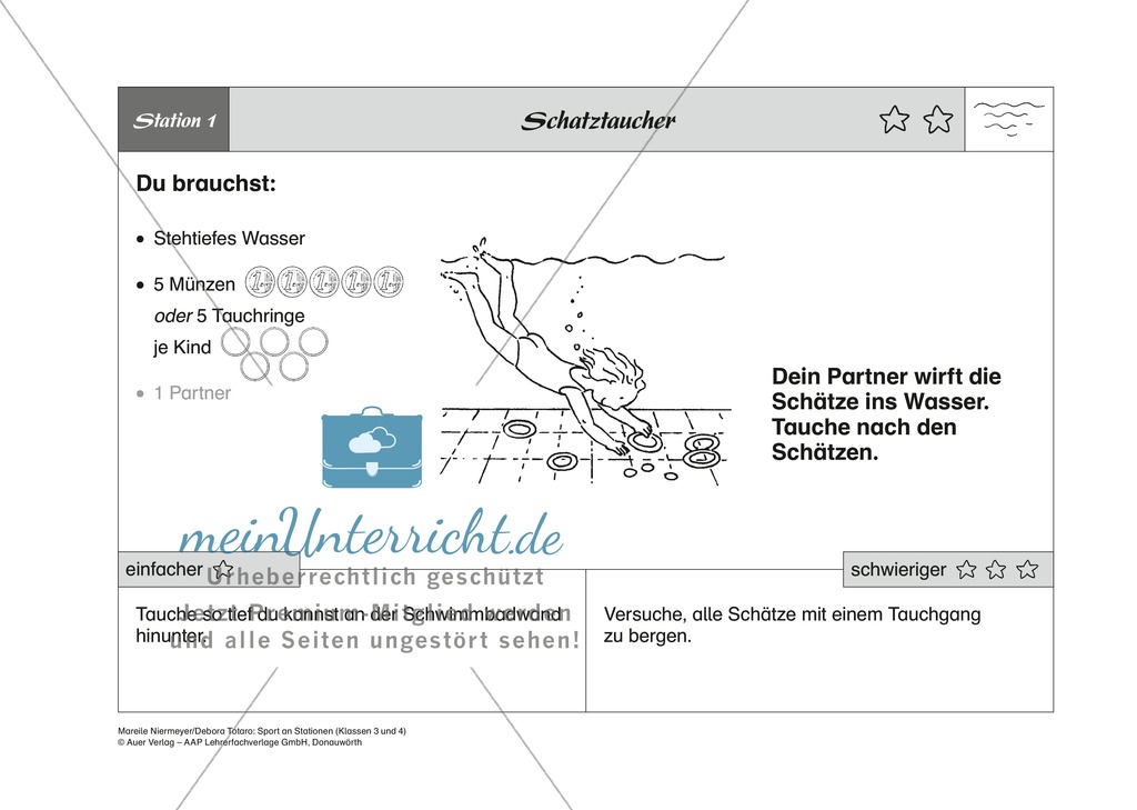 Wassersport: Stationenlernen zum Springen, Tauchen und Schwimmen Preview 1