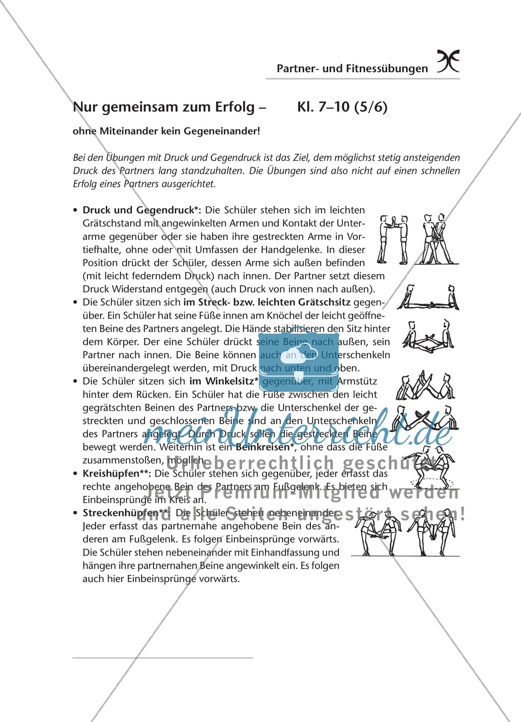 Sammlung von Partner- und Gruppenübungen zur Förderung von Kraft, Ausdauer und Gleichgewicht Preview 1