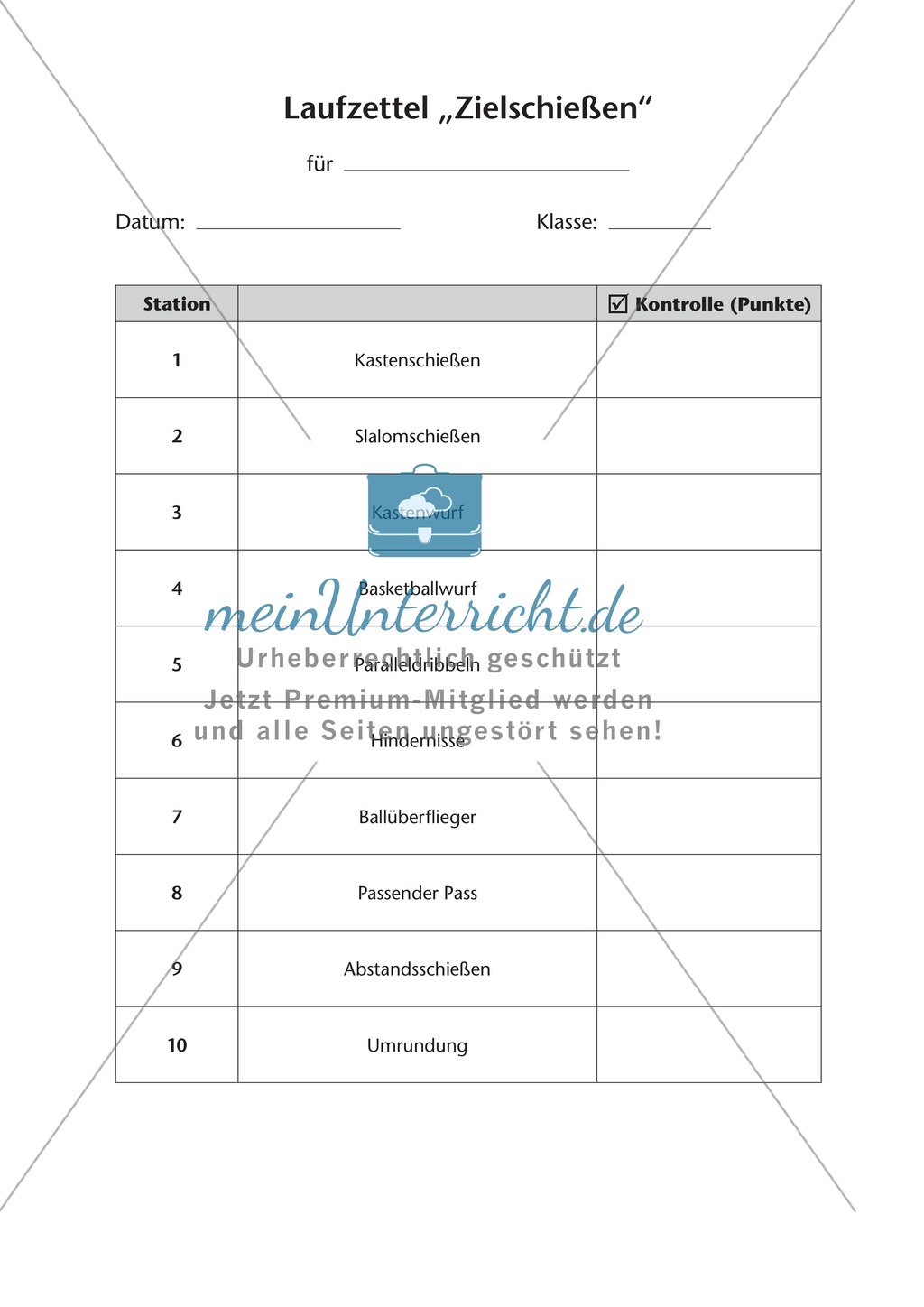 Stationentraining zum Zielen und Schießen / Werfen im Fußball und Basketball. Mit Übungsanleitungen und Laufzettel. Preview 12