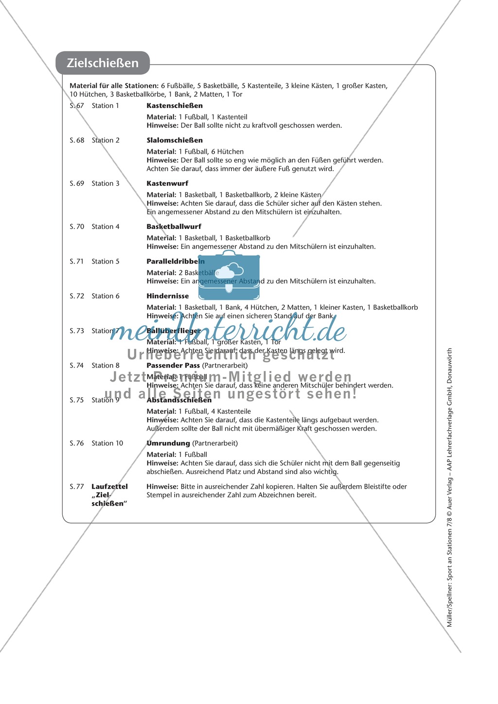Stationentraining zum Zielen und Schießen / Werfen im Fußball und Basketball. Mit Übungsanleitungen und Laufzettel. Preview 1