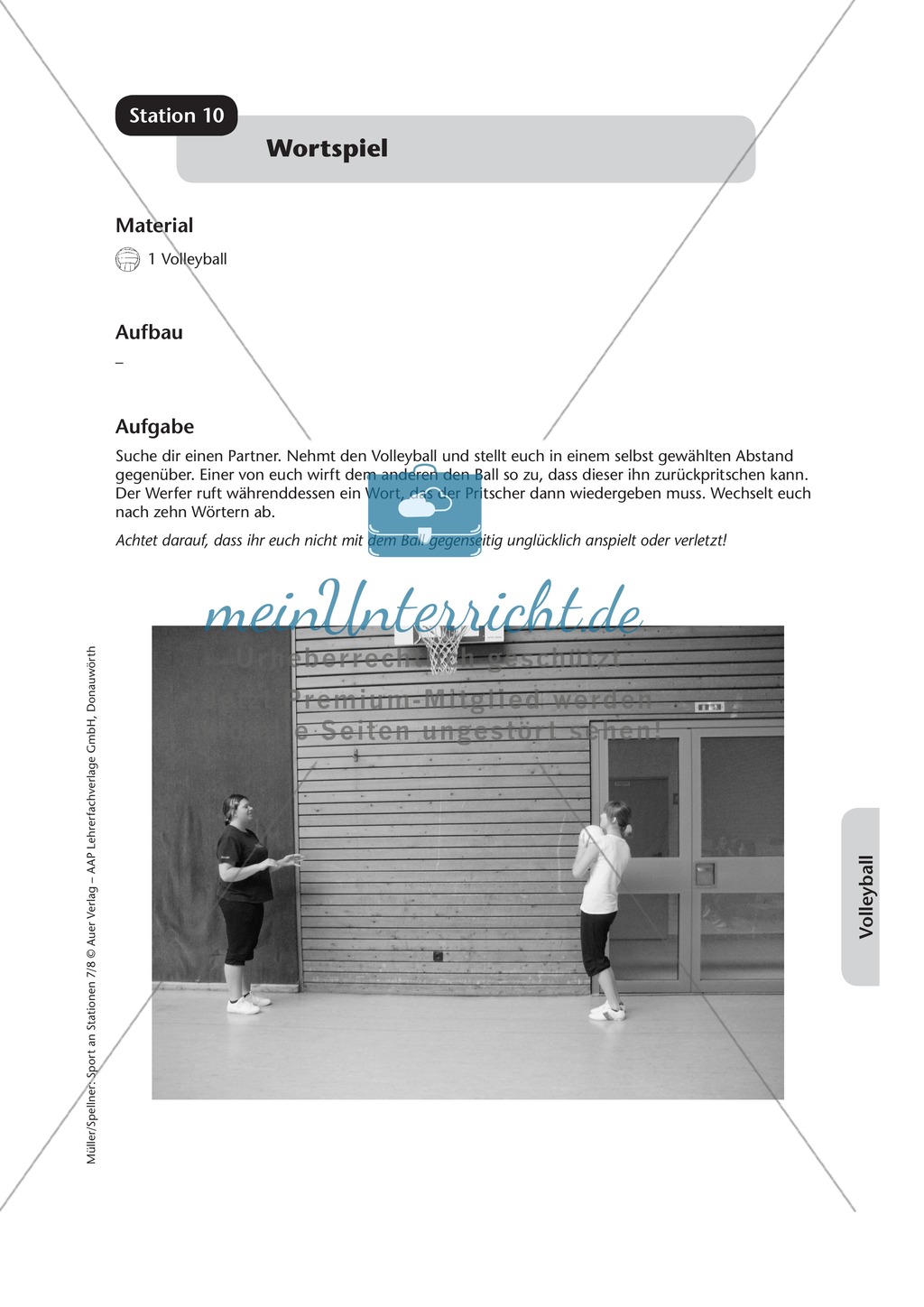 Stationenlernen zum Volleyball - Pritschen, Baggern und Partnerübungen Preview 10