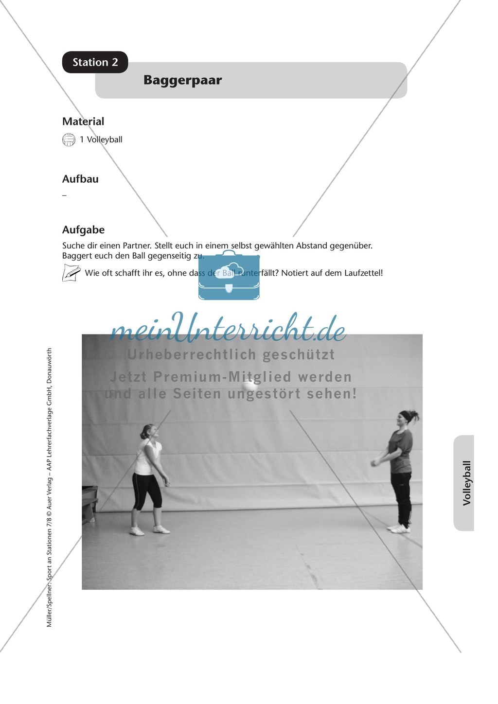 Stationenlernen zum Volleyball - Pritschen, Baggern und Partnerübungen Preview 2
