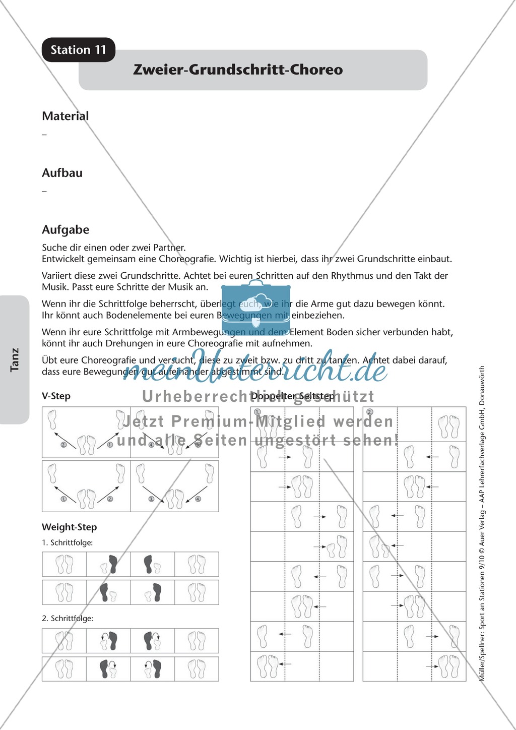 Stationentraining mit Übungen aus dem Tanzen. Mit Übungsanleitungen und Laufzettel. Preview 11
