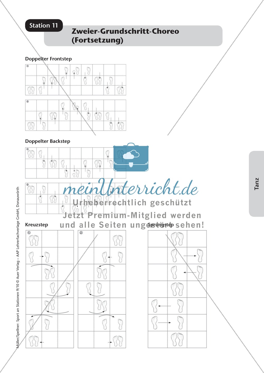 Stationentraining mit Übungen aus dem Tanzen. Mit Übungsanleitungen und Laufzettel. Preview 12