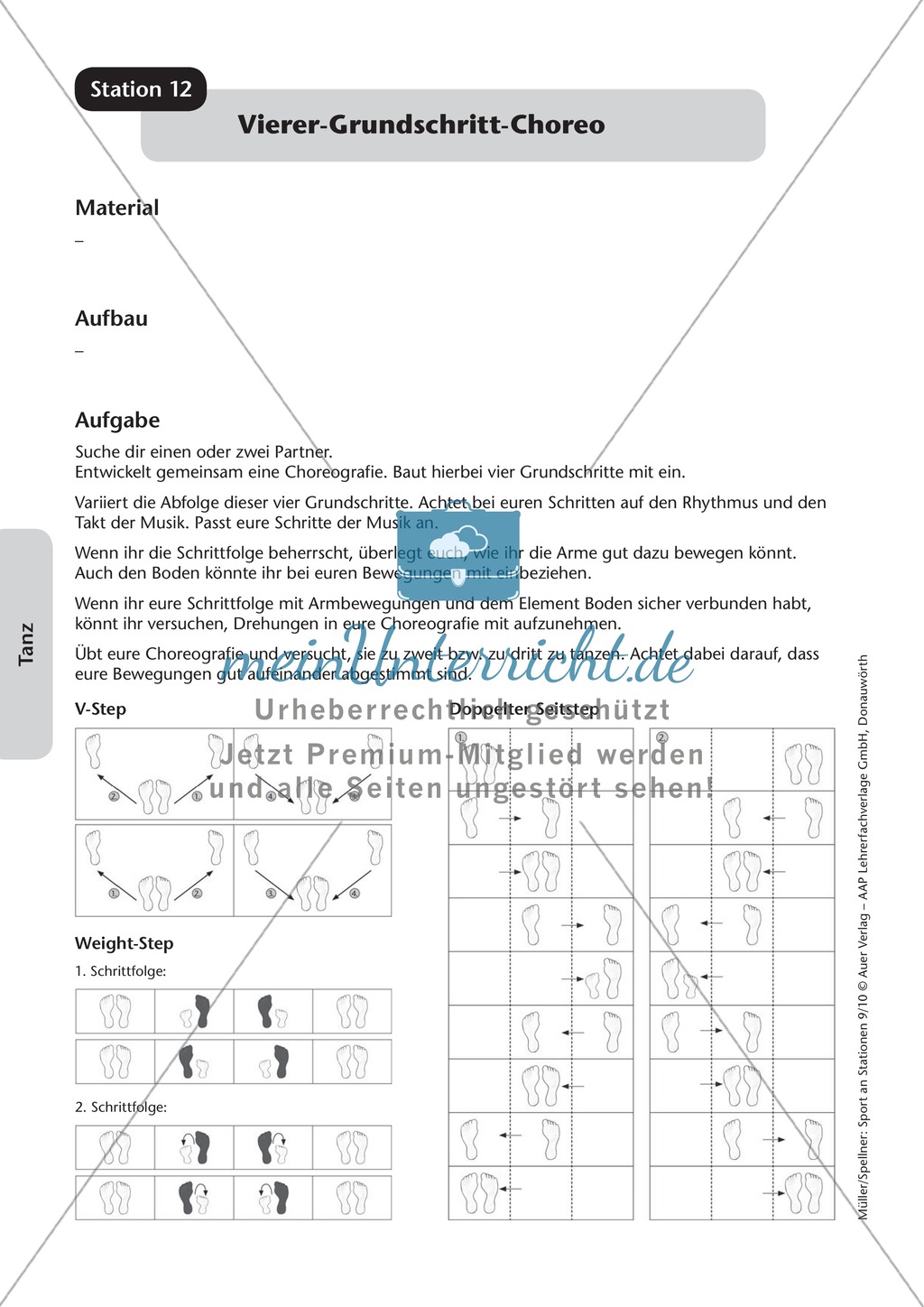 Stationentraining mit Übungen aus dem Tanzen. Mit Übungsanleitungen und Laufzettel. Preview 13