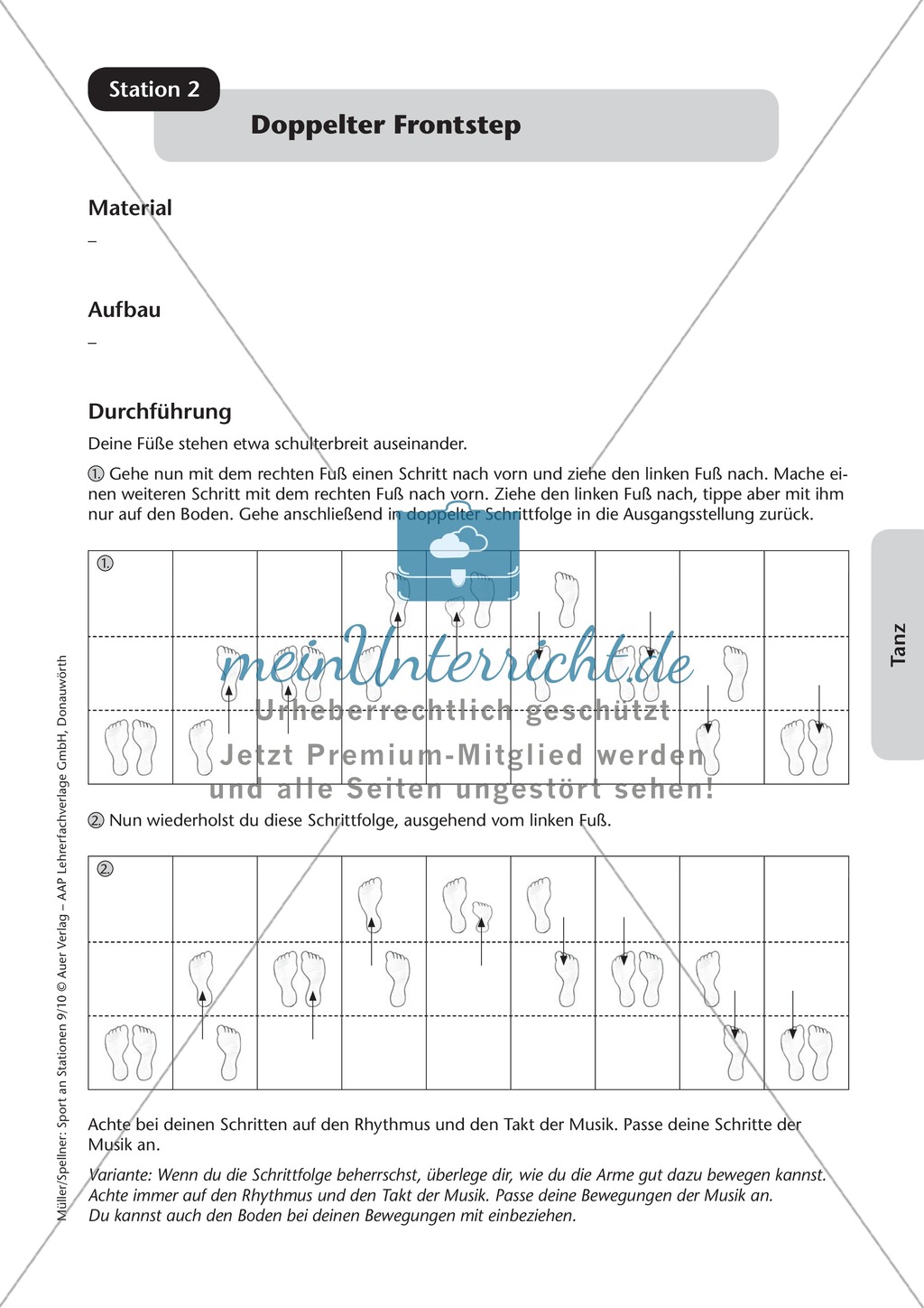 Stationentraining mit Übungen aus dem Tanzen. Mit Übungsanleitungen und Laufzettel. Preview 2