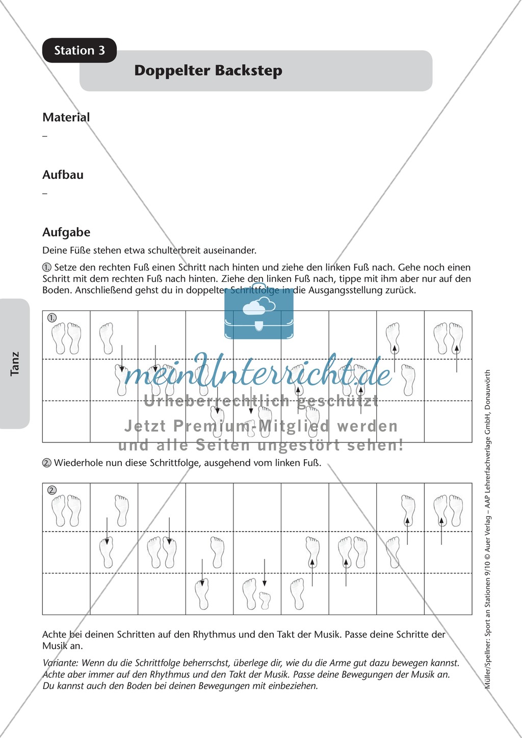 Stationentraining mit Übungen aus dem Tanzen. Mit Übungsanleitungen und Laufzettel. Preview 3