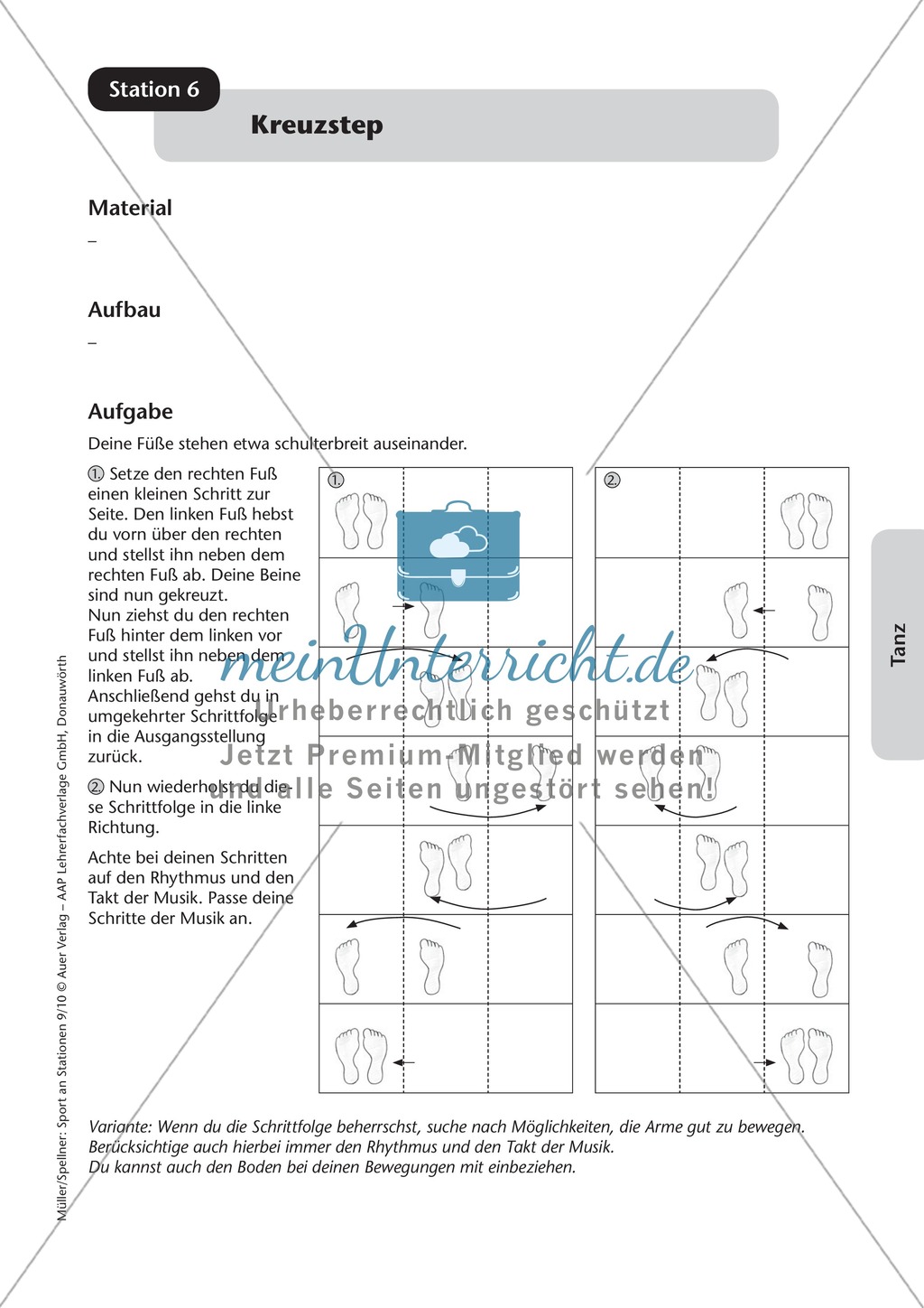 Stationentraining mit Übungen aus dem Tanzen. Mit Übungsanleitungen und Laufzettel. Preview 6