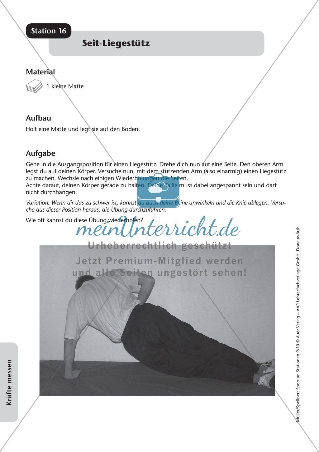 Krafttraining an Stationen. Mit Übungsanleitungen und Laufzettel. Preview 16