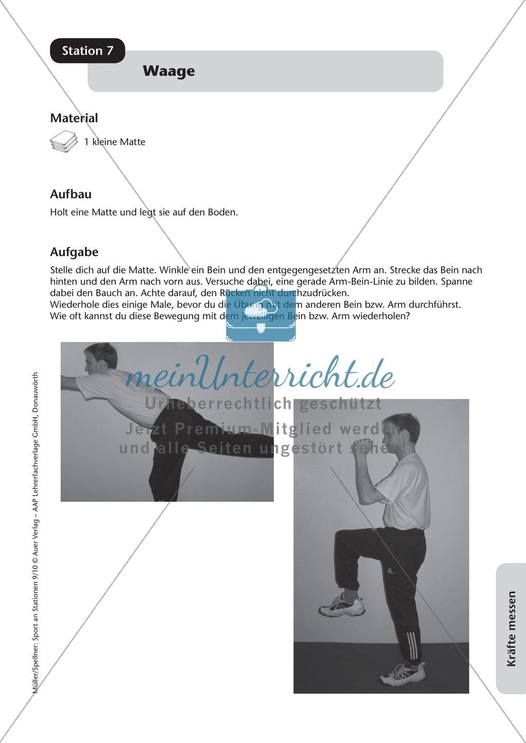 Krafttraining an Stationen. Mit Übungsanleitungen und Laufzettel. Preview 7