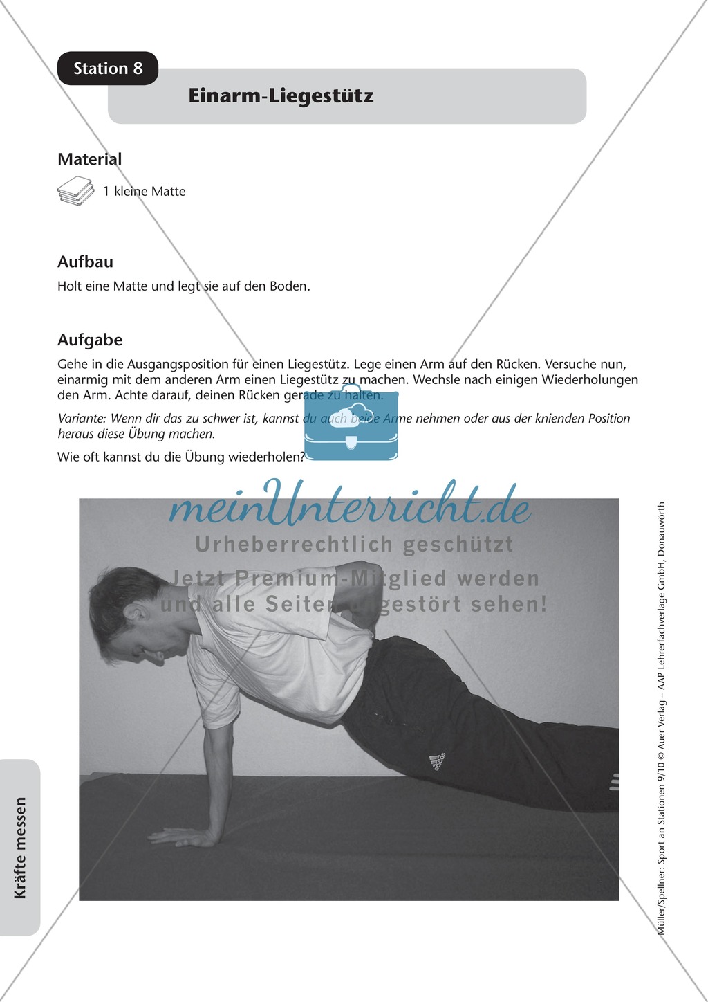 Krafttraining an Stationen. Mit Übungsanleitungen und Laufzettel. Preview 8
