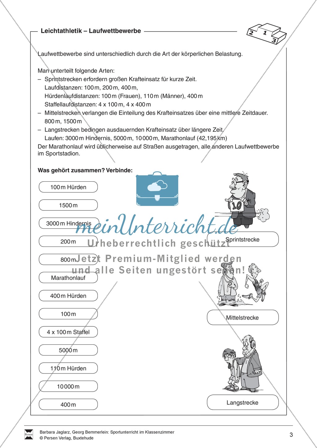 Arbeitsbögen zur Theorie und Geschichte der Leichtathletik für Sportunterricht im Klassenzimmer. Preview 3
