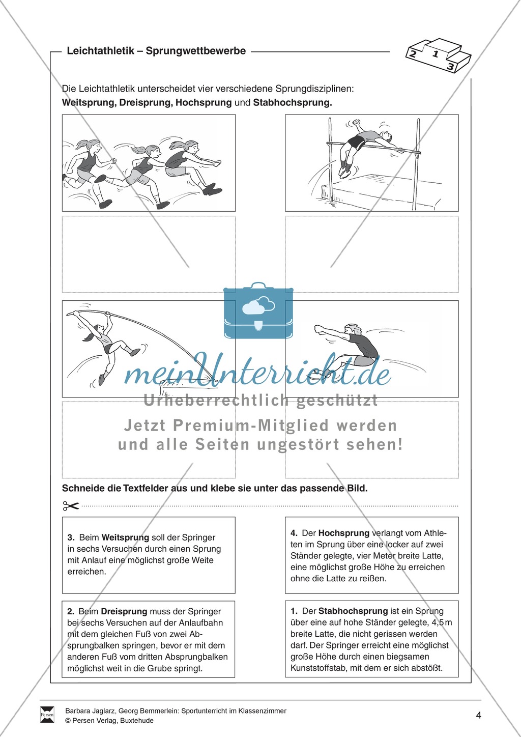 Arbeitsbögen zur Theorie und Geschichte der Leichtathletik für Sportunterricht im Klassenzimmer. Preview 4