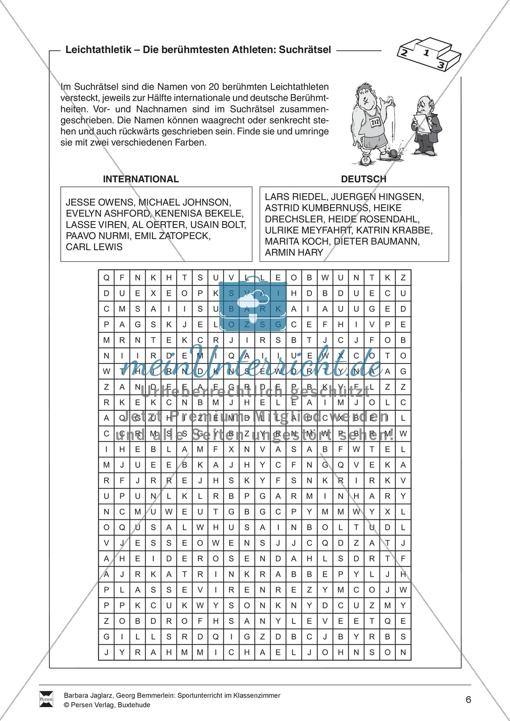 Arbeitsbögen zur Theorie und Geschichte der Leichtathletik für Sportunterricht im Klassenzimmer. Preview 6
