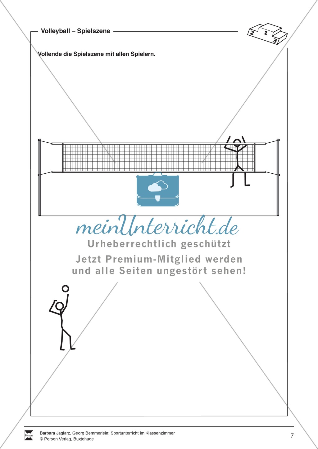 Volleyball: Sportunterricht im Kassenzimmer - Mit Arbeitsblättern in Quiz- und Testform zu theoretischen Fragen des Volleyballs. Preview 7
