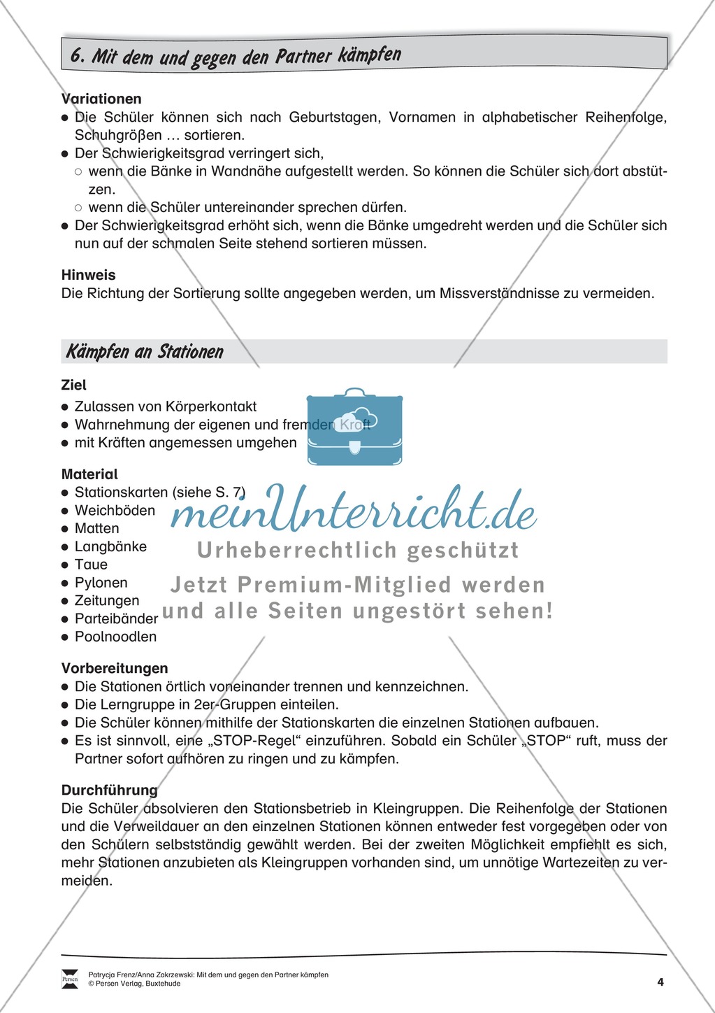 Stationentraining zum Kämpfen gegen einen Partner in verschiedenen Formen. Mit Übungsanleitungen. Preview 1